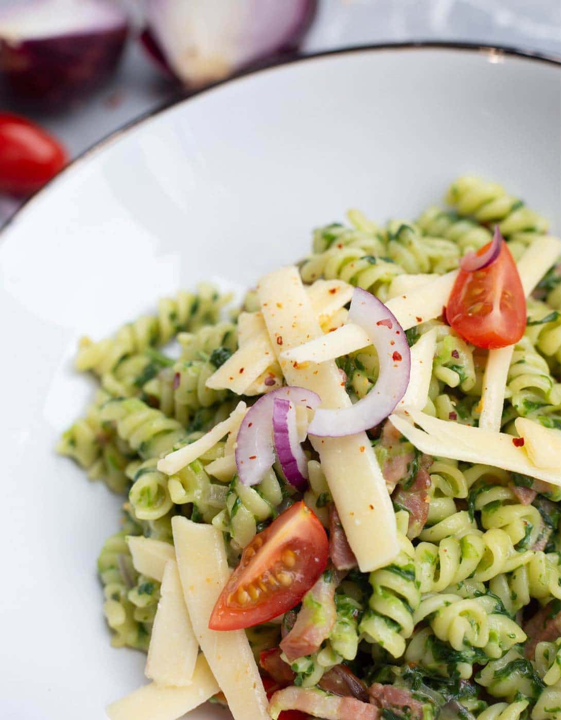 Ingrediënten voor de pasta met spinazie