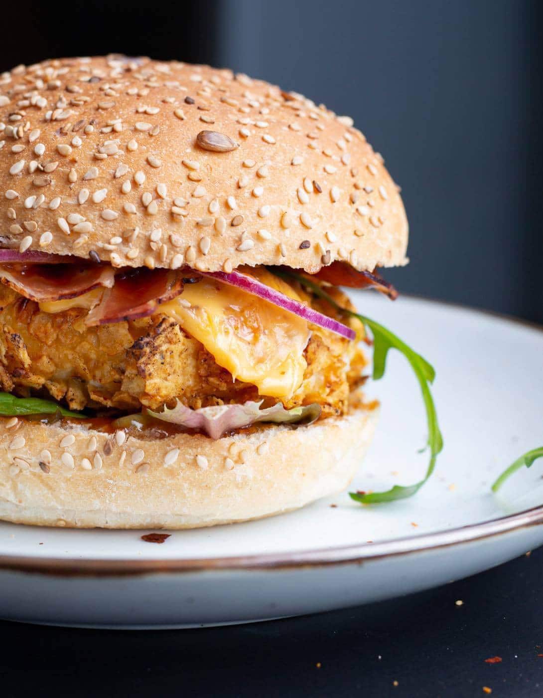 Ingrediënten van de crispy chicken burger