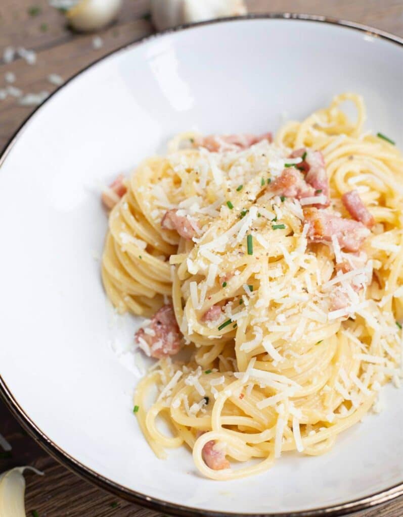 Ingrediënten van een pasta carbonara