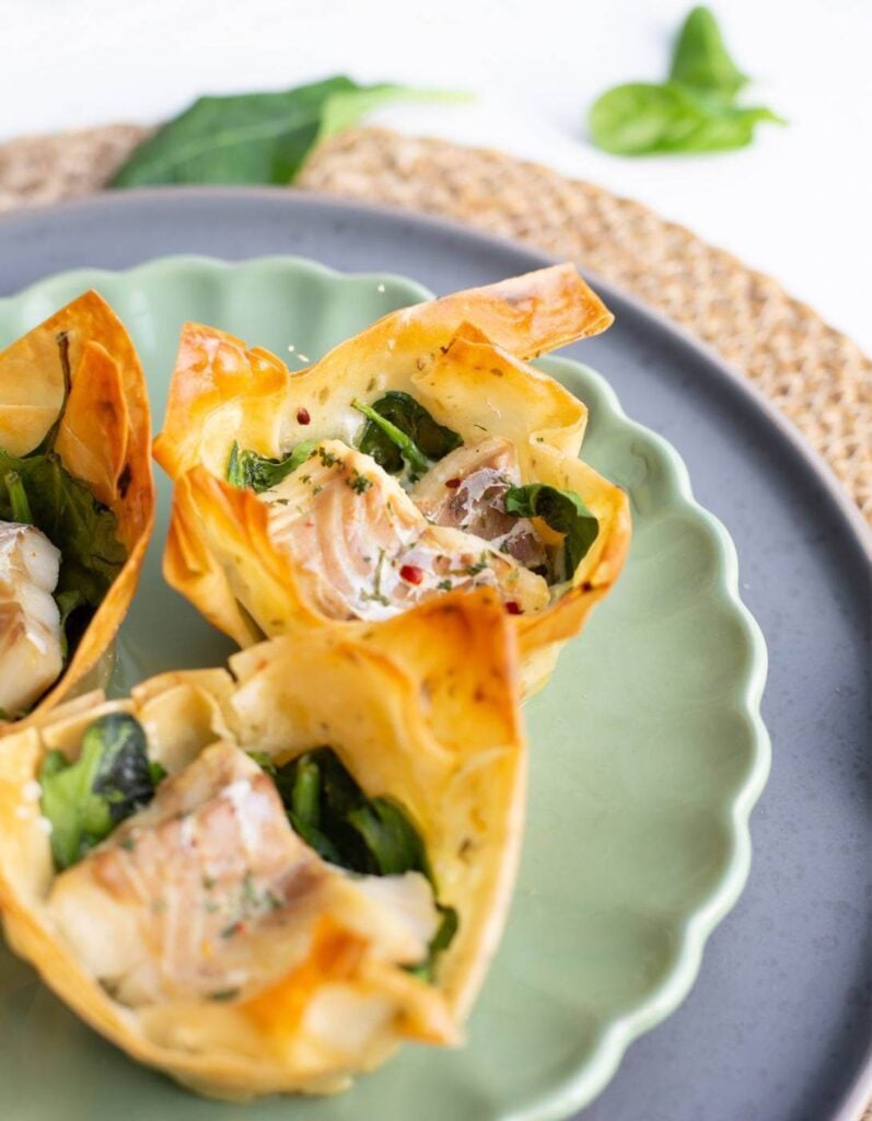Ingrediënten voor de kabeljauw met spinazie in filodeeg